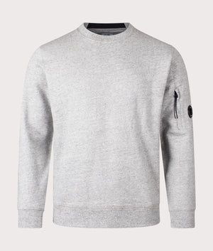 C.P. Company Diagonal Raised Fleece Sweatshirts in Greystone Melange for Men at EQVVS Front Shot