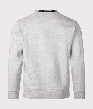 C.P. Company Diagonal Raised Fleece Sweatshirts in Greystone Melange for Men at EQVVS Back Shot