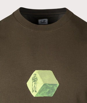 CP Company Cube Jersey 30/1 T-Shirt in Ivy Green at EQVVS Detail Shot