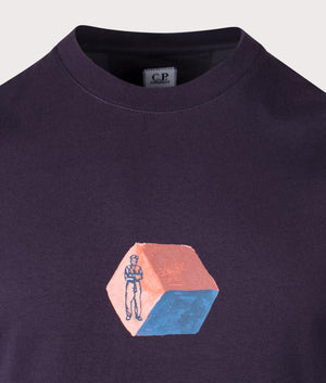 CP Company Cube Jersey 30/1 T-Shirt in Nightshade Purple at EQVVS Detail Shot