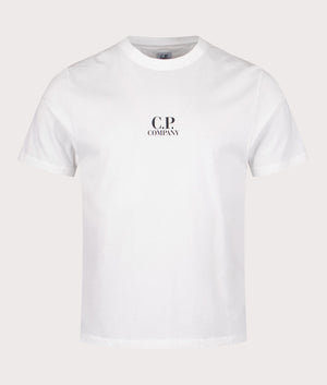 CP Company C.P. Logo Jersey 30/1 T-Shirt in Gauze White with Sailor Print at EQVVS Front Shot