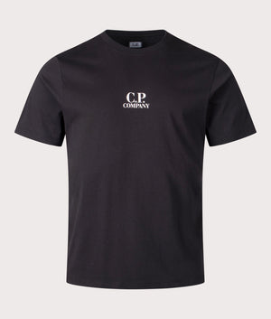 CP Company C.P. Logo Jersey 30/1 T-Shirt in Black with Sailor Print at EQVVS Front Shot