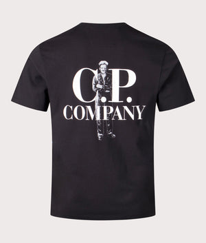 CP Company C.P. Logo Jersey 30/1 T-Shirt in Black with Sailor Print at EQVVS Back Print Shot