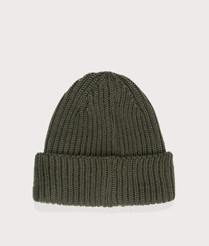 CP Company Extra Fine Merino Wool Goggle Beanie in Ivy Green at EQVVS menswear Back shot