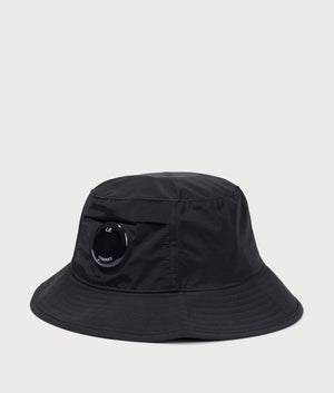 Chrome-R Bucket Hat in Black by C.P. Company. EQVVS Shot.