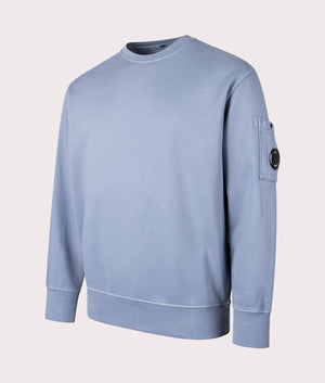 Brushed Emerized Diagonal Fleece Sweatshirt in Flint Stone by C.P. Company. EQVVS Shot.