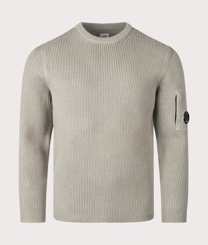 CP Company Full Rib Knitted Jumper in Vintage Khaki for Men at EQVVS Front Shot 