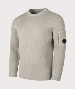 CP Company Full Rib Knitted Jumper in Vintage Khaki for Men at EQVVS Angle Shot 