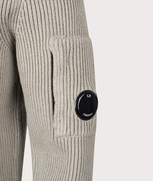 CP Company Full Rib Knitted Jumper in Vintage Khaki for Men at EQVVS Lens Shot 