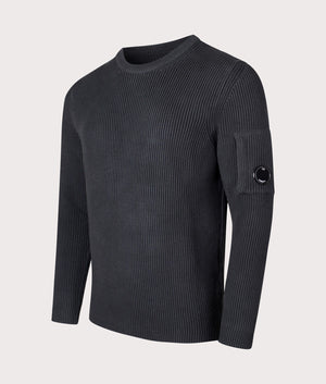 CP Company Full Rib Knitted Jumper in Black Sand At EQVVS menswear side shot