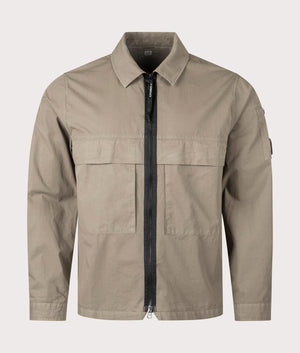 Organic Gabardine Overshirt in Walnut by CP Company. EQVVS Shot.