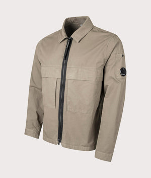 Organic Gabardine Overshirt in Walnut by CP Company. EQVVS Shot.