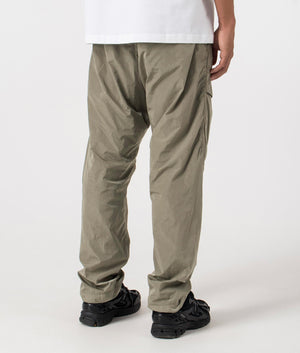 Chrome-R Loose Cargo Pants in Walnut by CP Company. EQVVS Menswear Model Side Back Shot. 