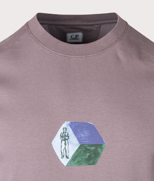 CP Company Cube Jersey 30/1 T-Shirt in Purple Dove at EQVVS Detail Shot