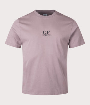 CP Company C.P. Logo Jersey 30/1 T-Shirt in Purple Dove with Sailor Print at EQVVS Front Shot