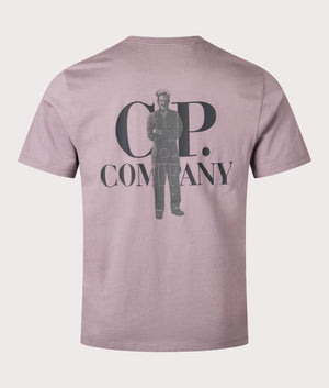 CP Company C.P. Logo Jersey 30/1 T-Shirt in Purple Dove with Sailor Print at EQVVS Back Print Shot