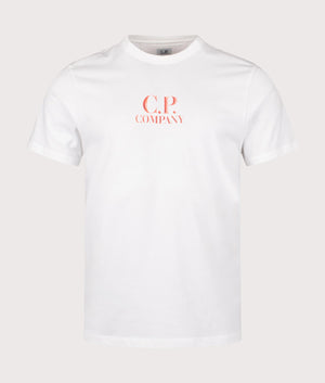 CP Company Logo t-shirt in 103 guaze white Front shot at EQVVS Menswear