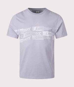 C.P. Company Horizontal Logo T-Shirt in Lavander Violet, 100% cotton at EQVVS. Front Shot. 