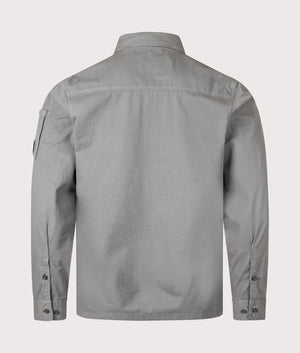 CP Company Organic Gabardine Zip Through Overshirt in smoked pearl Back shot at EQVVS Menswear