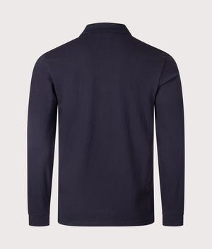 CP Company Stretch Piquet Long Sleeve Polo Shirt in total eclipse back shot at EQVVS Menswear