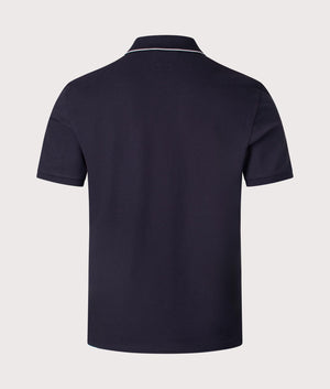 CP Company Stretch Piquet Short Sleeve Polo Shirt in total eclipse back shot at EQVVS Menswear