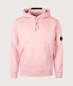 CP Company Diagonal Raised Hoodie in misty rose front shot at EQVVS Menswear