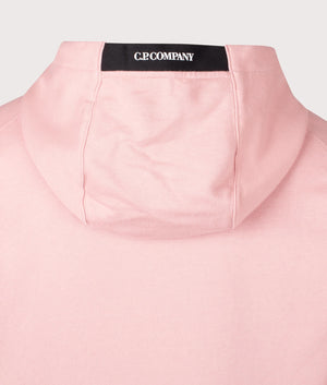 CP Company Diagonal Raised Hoodie in misty rose hood detail shot at EQVVS Menswear