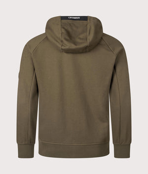  CP Company Diagonal Raised Zip Through Hoodie in Ivy Green back shot at EQVVS Menswear