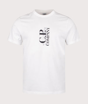 CP Company Vertical Logo T-Shirt In guaze white front shot at EQVVS Menswear