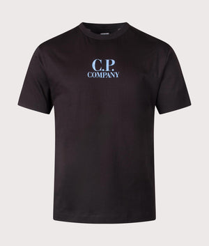 CP Company Logo T-Shirt in black front shot at EQVVS Menswear