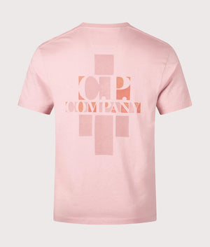 Front and Back Logo T-Shirt in Misty Pink by C.P. Company at EQVVS. Back Angle Shot.