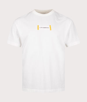 C.P. Company Logos T-shirt in Gauze White, 100% cotton at EQVVS. Front shot.