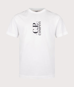 Chest Logo T-Shirt in Gauze White by C.P. Company at EQVVS. Front Angle Shot.