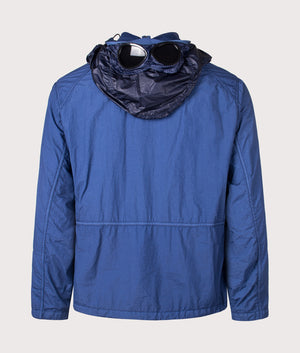 Cp Company Taylon L Mixed Goggle Jacket in Oceana back shot with goggles at EQVVS Menswear