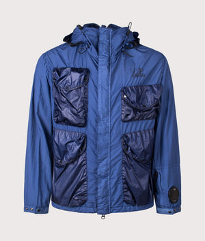 Cp Company Taylon L Mixed Goggle Jacket in Oceana Front shot at EQVVS Menswear