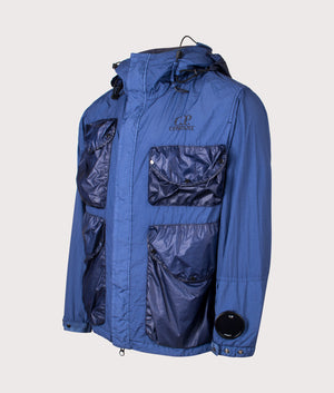 Cp Company Taylon L Mixed Goggle Jacket in Oceana Front side shot at EQVVS Menswear