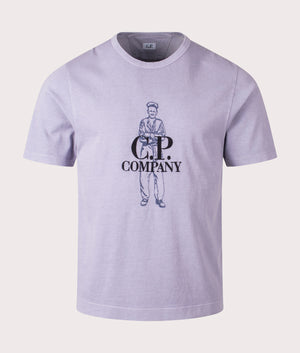 C.P. Company, Large Logo T-Shirt, Lavander Violet, Eqvvs Menswear, front shot angle