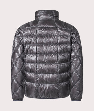 and wander diamond quilt padded jacket in grey. Shot at EQVVS. Reverse mannequin shot. 