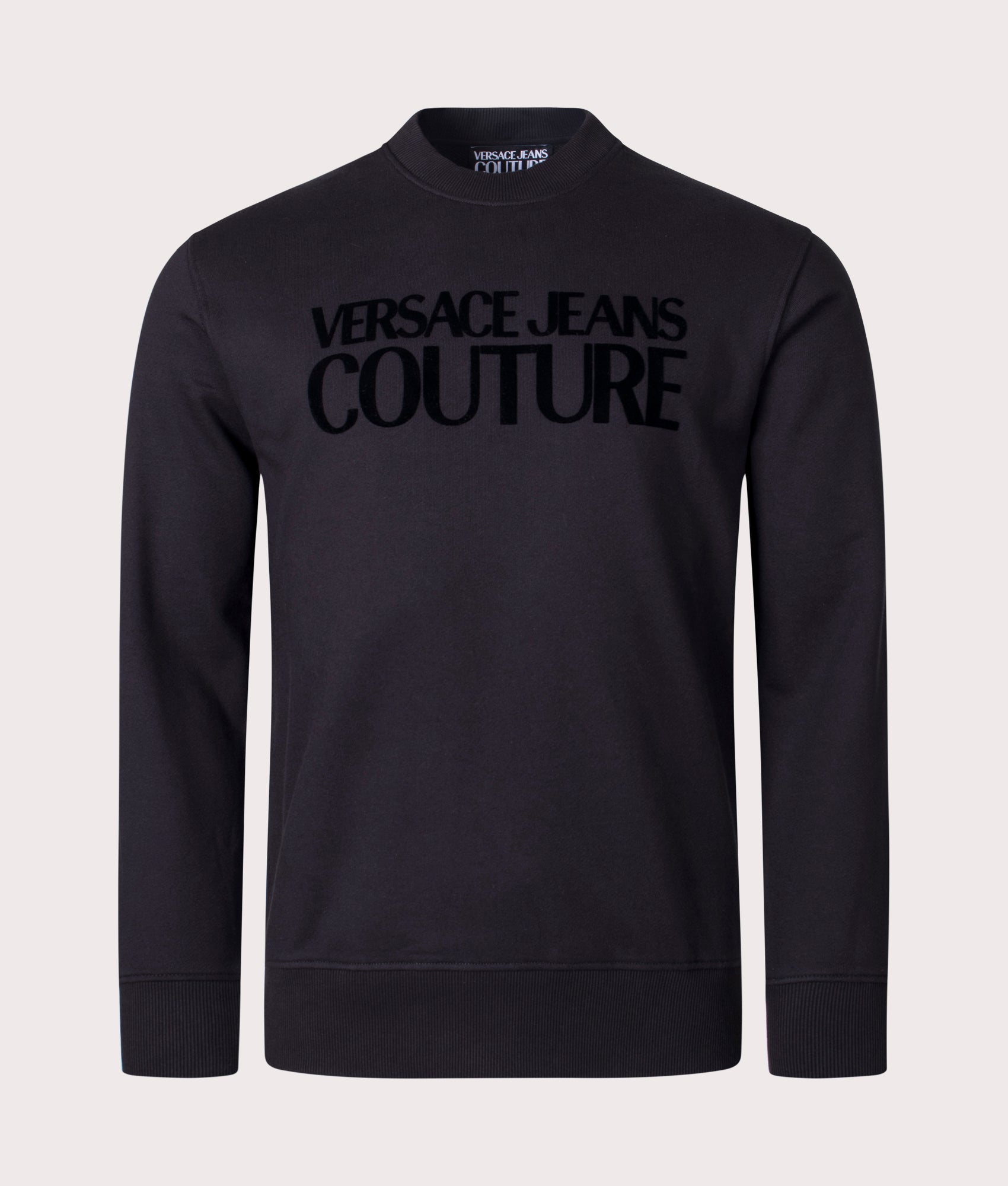 Flock Logo Sweatshirt Black | Versace Jeans Couture | EQVVS