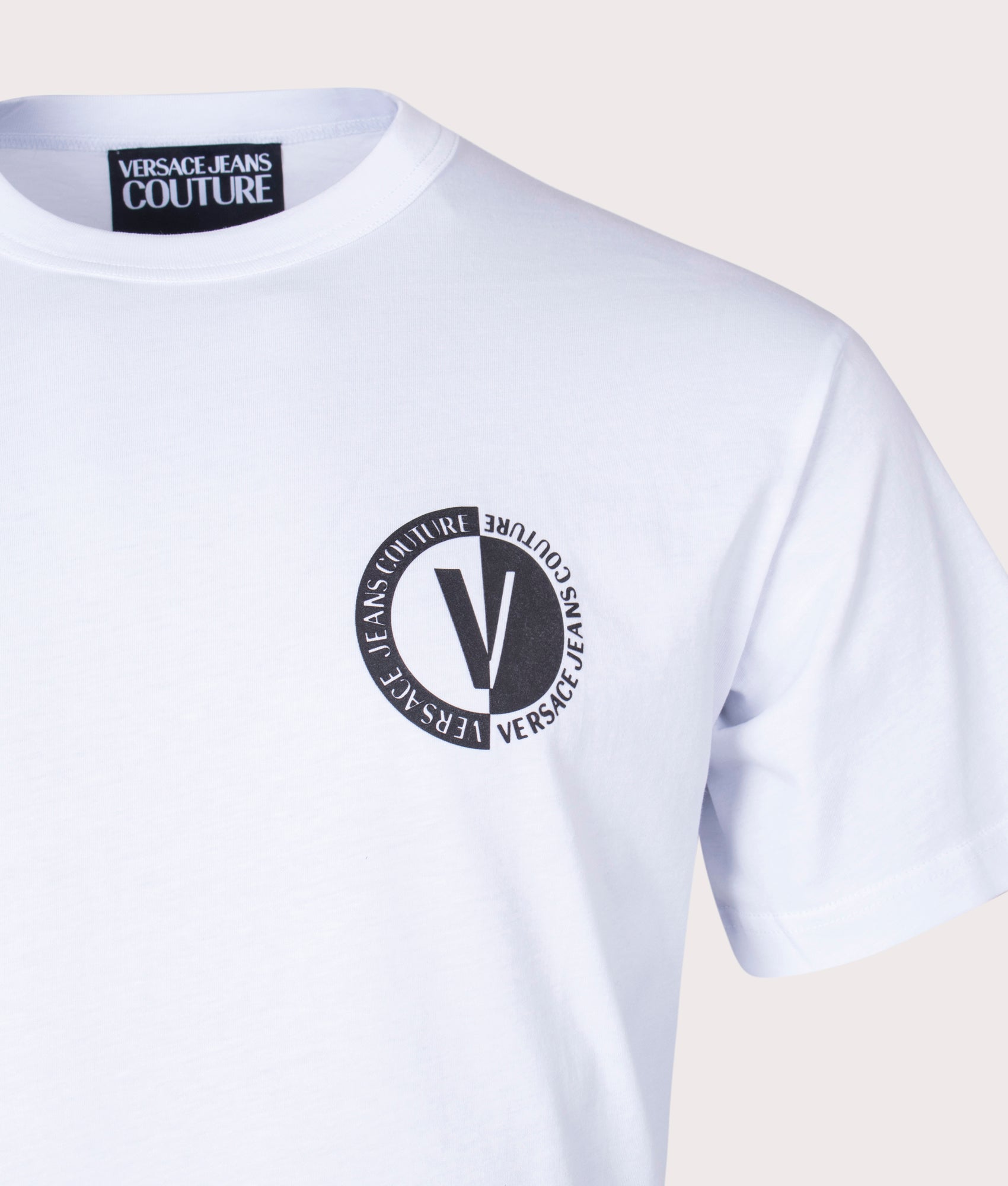 Versace Jeans Couture V-Emblem - T-shirt for Woman - White -  75HAHF07CJ00FG03