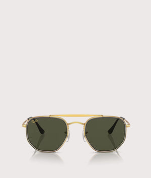 Ray Ban Hexagonal Flat Lenses Sunglasses in Polished Arista Gold. Front Shot.