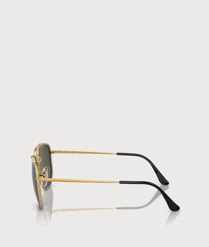 Ray Ban Hexagonal Flat Lenses Sunglasses in Polished Arista Gold. Temples Shot.