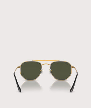 Ray Ban Hexagonal Flat Lenses Sunglasses in Polished Arista Gold. inside Shot.