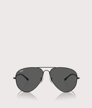 Ray-Ban Old Aviator Sunglasses in Polished Black with Grey Lenses. Front Shot at EQVVS.