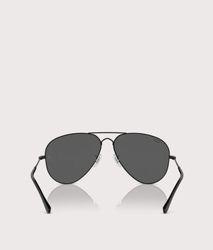 Ray-Ban Old Aviator Sunglasses in Polished Black with Grey Lenses. Inside Shot at EQVVS.