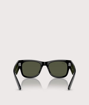 Ray-Ban Mega Wayfarer Sunglasses in Polished Black with Green Lenses. EQVVS Inside Shot.