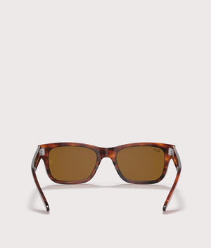 Ray-Ban Mega Wayfarer Sunglasses in Polished Stripe Havana with Brown Lenses. EQVVS Inside Shot.