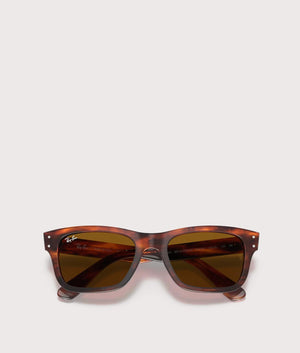 Ray-Ban Mega Wayfarer Sunglasses in Polished Stripe Havana with Brown Lenses. EQVVS Folded Shot.