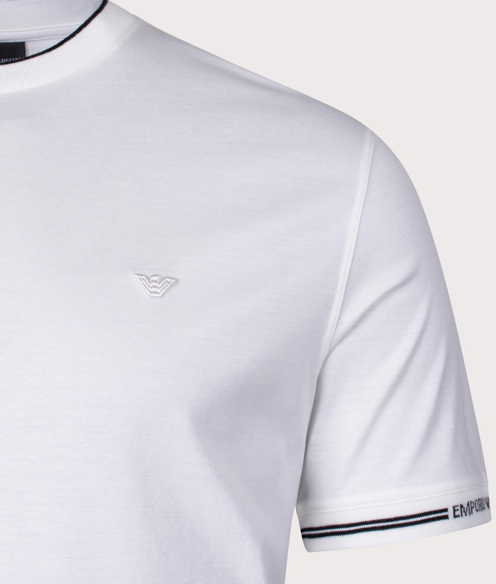 Logo Taped Sleeves T Shirt White Emporio Armani EQVVS