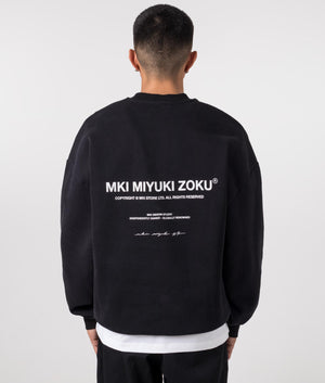 Black MKI Miyuki Zoku Design Studio Crewneck Sweat, shot at EQVVS. Reverse Shot. 